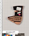 Terracotta fragment of a kylix (drinking cup), Terracotta, Greek, Attic