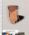 Terracotta fragment of a kylix (drinking cup), Terracotta, Greek, Attic