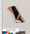 Terracotta fragment of a kylix (drinking cup), Terracotta, Greek, Attic