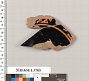 Terracotta fragment of a kylix (drinking cup), Terracotta, Greek, Attic