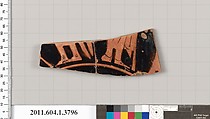 Terracotta fragment of a kylix (drinking cup), Terracotta, Greek, Attic