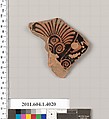 Terracotta fragment of a kylix (drinking cup), Terracotta, Greek, Attic