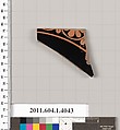 Terracotta fragment of a kylix (drinking cup), Terracotta, Greek, Attic