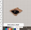 Terracotta fragment of a kylix (drinking cup), Terracotta, Greek, Attic