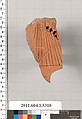 Terracotta fragment of a kylix (drinking cup), Terracotta, Greek, Attic