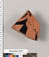 Terracotta fragment of a kylix (drinking cup), Terracotta, Greek, Attic