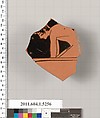 Terracotta fragment of a kylix (drinking cup), Terracotta, Greek, Attic