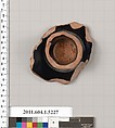 Terracotta fragment of a kylix (drinking cup), Terracotta, Greek, Attic