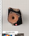 Terracotta fragment of a kylix (drinking cup), Terracotta, Greek, Attic