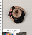 Terracotta fragment of a kylix (drinking cup), Terracotta, Greek, Attic