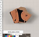 Terracotta fragment of a kylix (drinking cup), Terracotta, Greek, Attic
