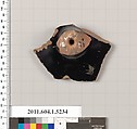 Terracotta fragment of a kylix (drinking cup), Terracotta, Greek, Attic