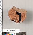 Terracotta fragment of a kylix (drinking cup), Terracotta, Greek, Attic