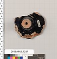 Terracotta fragment of a kylix (drinking cup), Terracotta, Greek, Attic