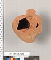 Terracotta fragment of a kylix (drinking cup), Terracotta, Greek, Attic