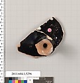 Terracotta fragment of a kylix (drinking cup), Terracotta, Greek, Attic