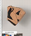 Terracotta fragment of a kylix (drinking cup), Terracotta, Greek, Attic