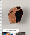 Terracotta fragment of a kylix (drinking cup), Terracotta, Greek, Attic