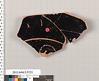 Terracotta fragment of a kylix (drinking cup), Terracotta, Greek, Attic