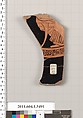 Terracotta fragment of a kylix (drinking cup), Terracotta, Greek, Attic