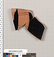 Terracotta fragment of a kylix (drinking cup), Terracotta, Greek, Attic