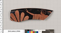 Terracotta rim fragment of a kylix (drinking cup), Attributed to the Euergides Painter [DvB], Terracotta, Greek, Attic