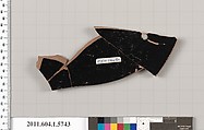 Terracotta fragment of a kylix: eye-cup  (drinking cup), Terracotta, Greek, Attic