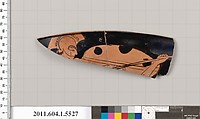 Terracotta rim fragment of a kylix (drinking cup), Terracotta, Greek, Attic