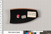 Terracotta rim fragment of a kylix (drinking cup), Attributed to the Painter of Louvre G 456 [DvB], Terracotta, Greek, Attic