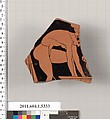 Terracotta fragment of a kylix (drinking cup), Terracotta, Greek, Attic