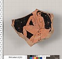 Terracotta fragment of a kylix (drinking cup), Terracotta, Greek, Attic