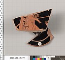 Terracotta fragment of a kylix (drinking cup), Terracotta, Greek, Attic