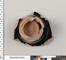 Terracotta fragment of a kylix (drinking cup), Attributed to the Poseidon Painter [DvB], Terracotta, Greek, Attic