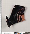 Terracotta fragment of a kylix (drinking cup), Terracotta, Greek, Attic