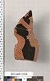 Terracotta fragment of a kylix (drinking cup), Terracotta, Greek, Attic