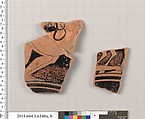 Terracotta fragments of a kylix (drinking cup), Terracotta, Greek, Attic