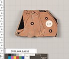 Terracotta fragment of a kylix (drinking cup), Terracotta, Greek, Attic