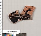 Terracotta fragment of a kylix (drinking cup), Terracotta, Greek, Attic