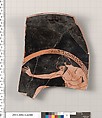 Terracotta fragment of a kylix (drinking cup), Attributed to the Painter of Berlin 2268 [DvB], Terracotta, Greek, Attic