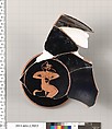 Terracotta fragment of a kylix: eye-cup  (drinking cup), Terracotta, Greek, Attic