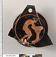Terracotta fragment of a kylix (drinking cup), Terracotta, Greek, Attic