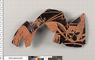 Terracotta fragment of a kylix (drinking cup), Terracotta, Greek, Attic