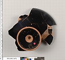 Terracotta fragment of a kylix (drinking cup), Terracotta, Greek, Attic