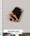 Terracotta fragment of a kylix (drinking cup), Terracotta, Greek, Attic