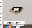 Terracotta rim fragment of a kylix (drinking cup), Terracotta, Greek, Attic