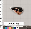 Terracotta rim fragment of a kylix (drinking cup), Terracotta, Greek, Attic