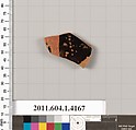 Terracotta fragment of a kylix (drinking cup), Terracotta, Greek, Attic