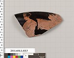 Terracotta fragment of a kylix (drinking cup), Terracotta, Greek, Attic