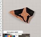 Terracotta fragment of a kylix (drinking cup), Terracotta, Greek, Attic