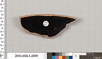Terracotta rim fragment of a kylix (drinking cup), Terracotta, Greek, Attic